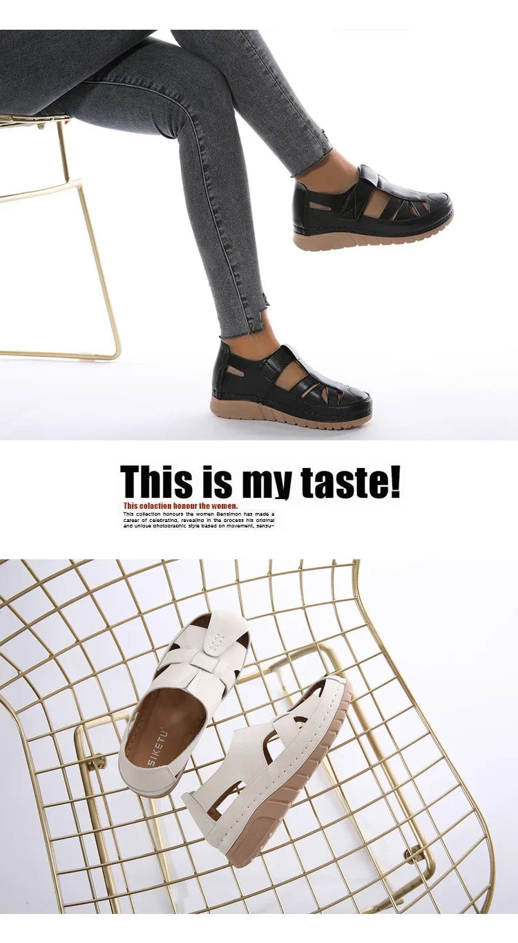 Women's Shoes Sandals Fashion Baotou Wedge Platform Sandals Ladies Retro Rome Sandalias Mujer Slip on Beach Shoes Footwear 2024