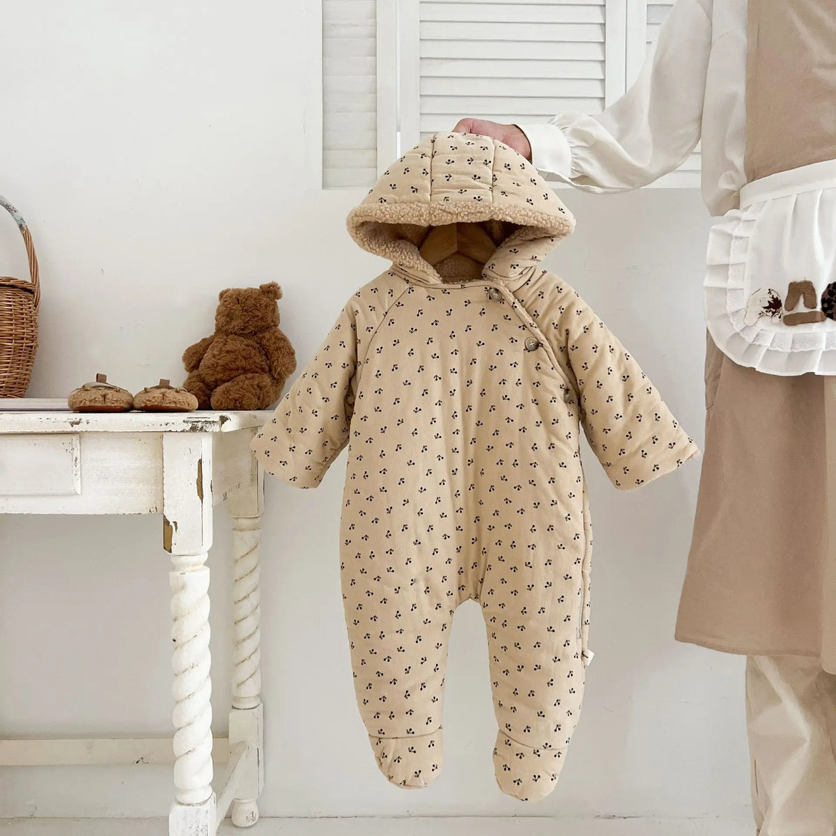 2025 Winter New Baby Plus Velvet Thick Warm Hooded Romper Infant Boy Girl Long Sleeve Fleece Jumpsuit Newborn Clothes 0-24M