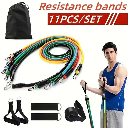 11pcs/Set Pull Rope, Resistance Bands, Portable Fitness Equipment, Ankle Strap, Chest Expander, Elastic Exercise Band