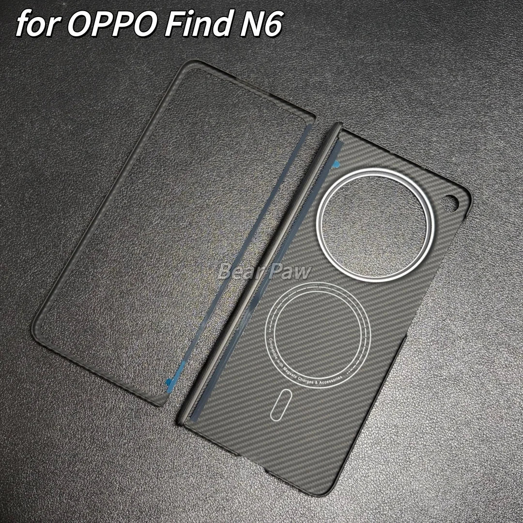 Carbon Hinge Case for Magsafe OPPO Find N6 Aramid Fiber Magnetic Hinge Phone Protection Case Central Axis Cover Ultra Slim Cover