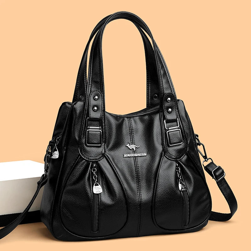 Genuine Brand Top Quality Soft Leather Casual Tote Bags for Women Handbag Luxury Female Shoulder Crossbody Sac Winter Style Bag