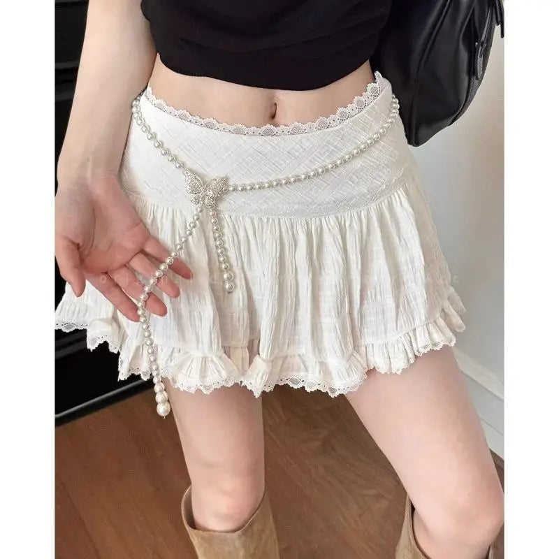 Luxury Elegant Butterfly Pearl Beaded Waist Chain for Women Layered Tassel Pearl Belt Elegant Waist Jewelry for Dresses & Skirts