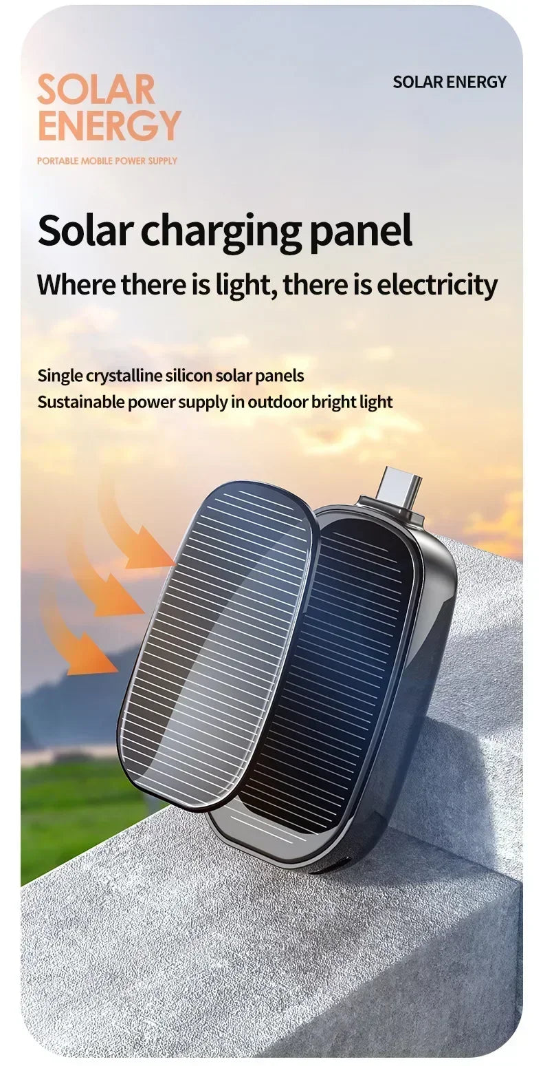 Emergency Solar Mini Portable Power Bank Keychain Portable Charger Small Outdoor Camping External Battery For iPhone and Xiaomi