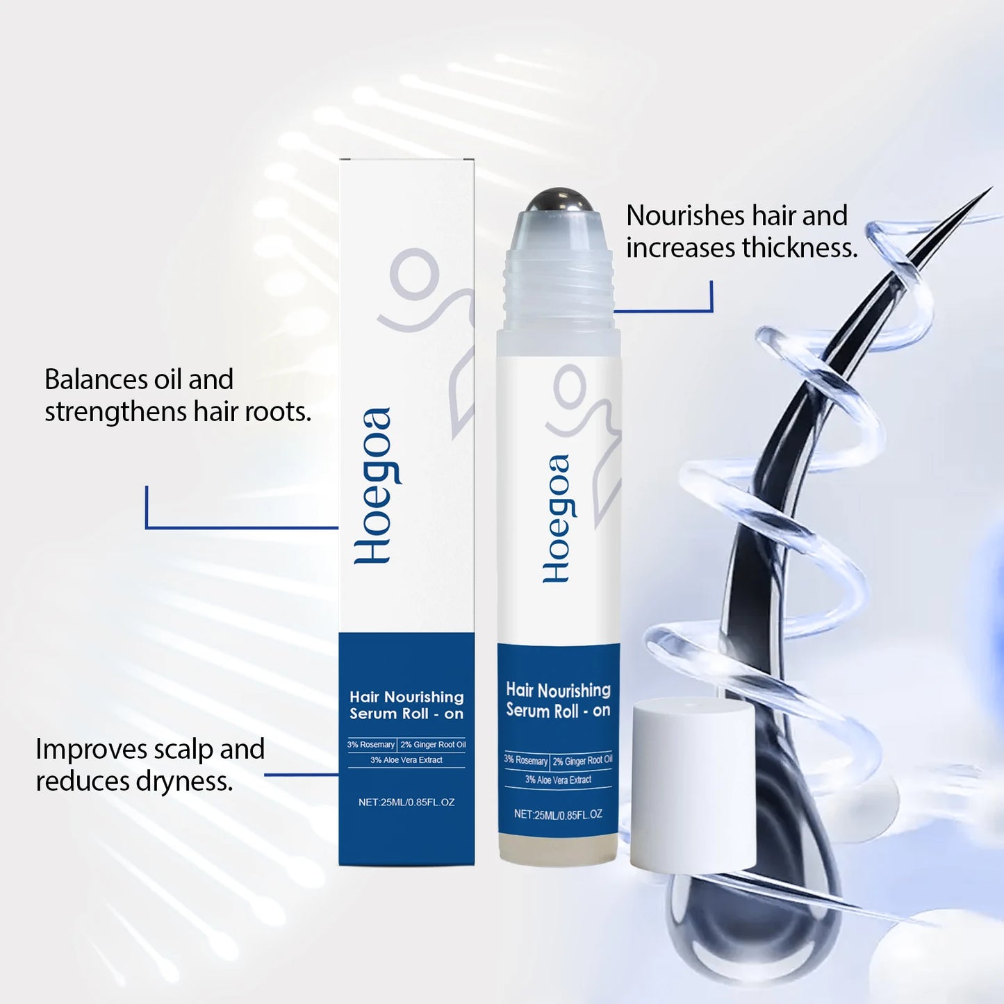 Ginger Hair Growth Oil Nourishing Strengthening Hair Roots Scalp Treatment Hair Loss Serum Moisturizing Hair Care Essence Roller