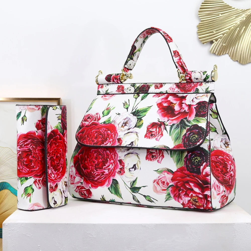 Luxury Women Bags Leather Vintage Painting Art Purse Handbags Girl Shoulder Bag Fashion Cross Body Messenger Bag Female Totes