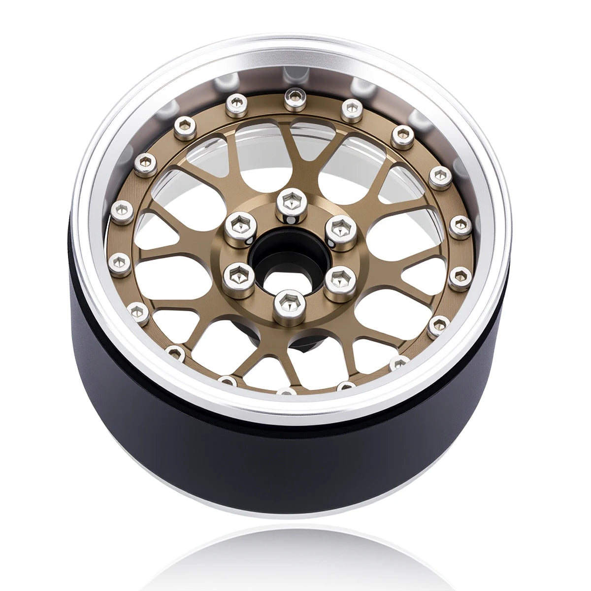 4Pcs 2.2 Inch Aluminum Alloy Beadlock Wheels Rim 12mm Hex for 1/10 RC Crawler Axial SCX10 90046 Wraith Capra TRX4 TRX6 D90