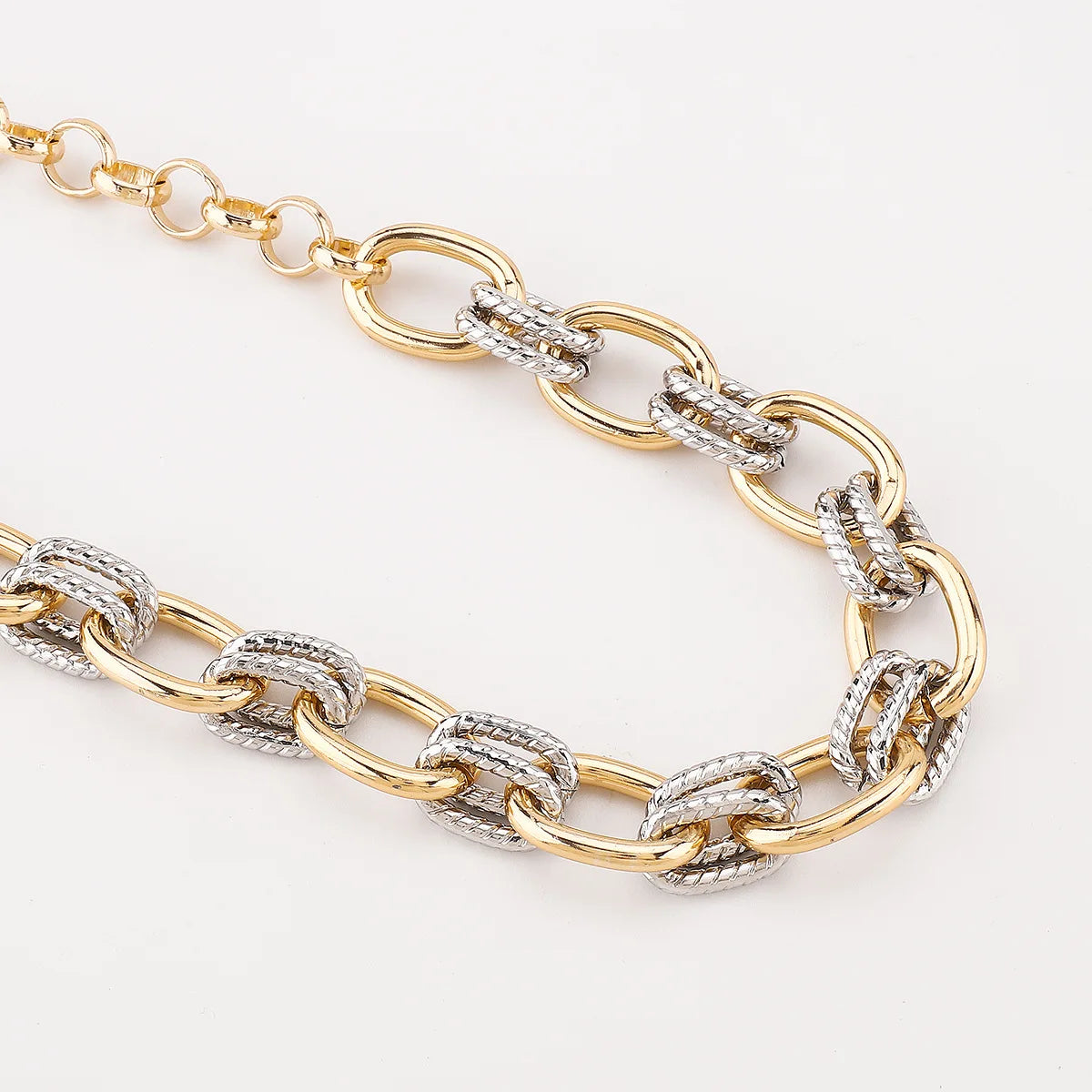 Fashion Personalized Jewelry Sets Women Geometric Metal Color Block Chain Necklace Bracelet Set Elegant Banquet Jewelry Gifts