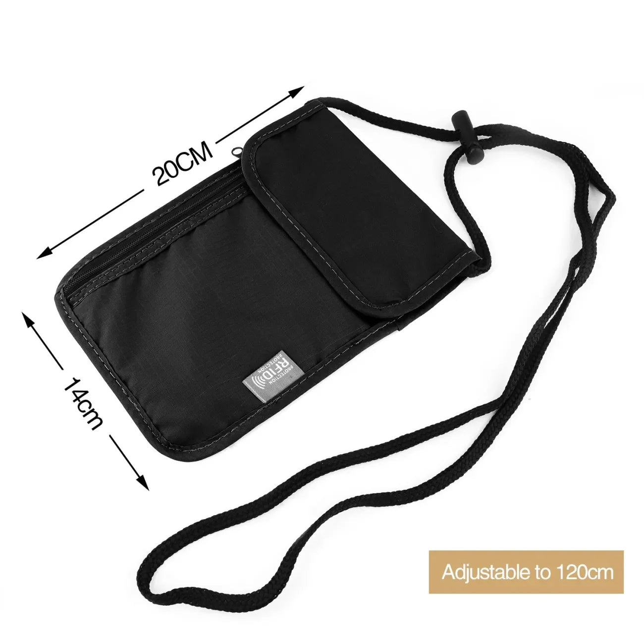 Waterproof RFID Nylon Travel Document Bag - Neck Wallet Money Pouch for Passport Cards - Storage Bag for Travel Essentials