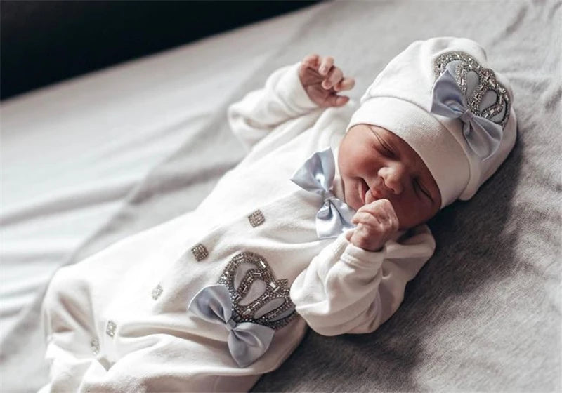 Newborn Baby Boy Outfits Set Kids Clothing Real Cotton Infant Care Products Body Suit Shirt Pants Mittens Receiving Blanket