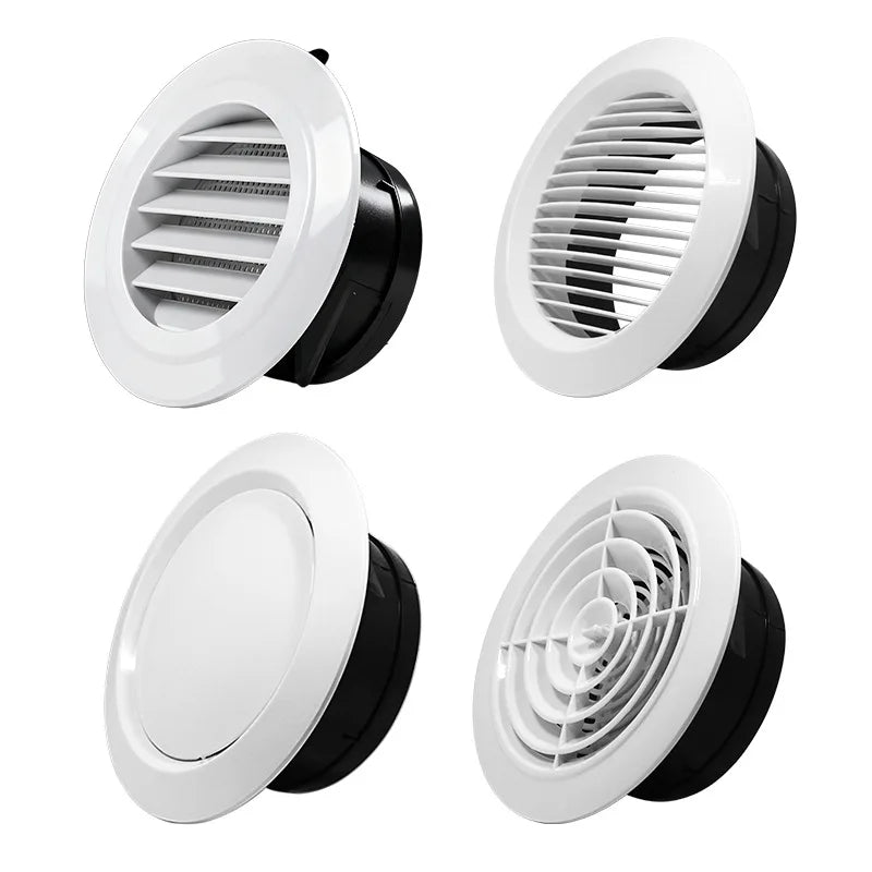 Various Shapes 75/100/125/150/200mm Round Ducting Ventilation Cover Air Vent Extract Valve Grille Adjustable Wall Vent Covers