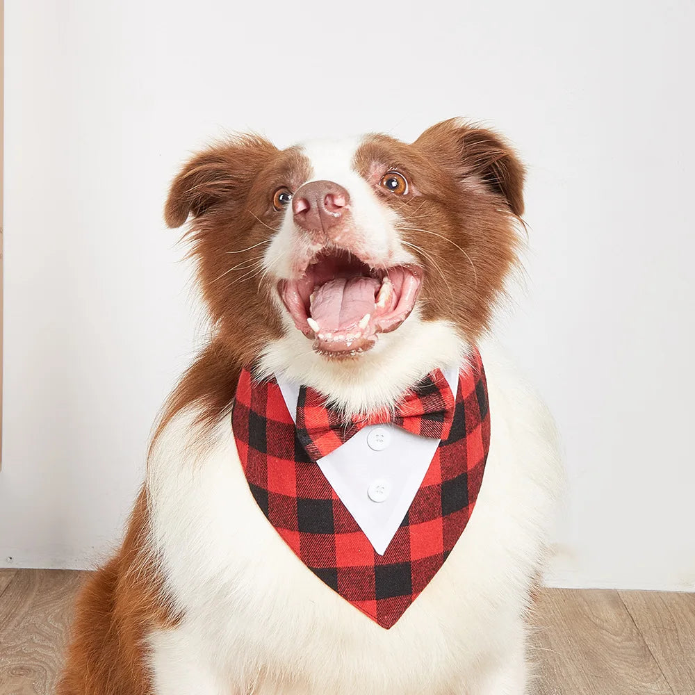 Sucado Handsome Wedding Pet Dog Bandana Elegant Suit Bowtie Luxury Triangular Scarf Collar Engagement Party Gifts Accessories