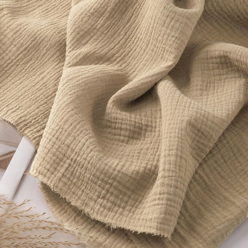 Double Layer Gauze Fabric 100% Cotton Crepe Sewing Fabric Soft For DIY Baby Dress Muslin Throw Blanket Bath Towel Napkin Cloth