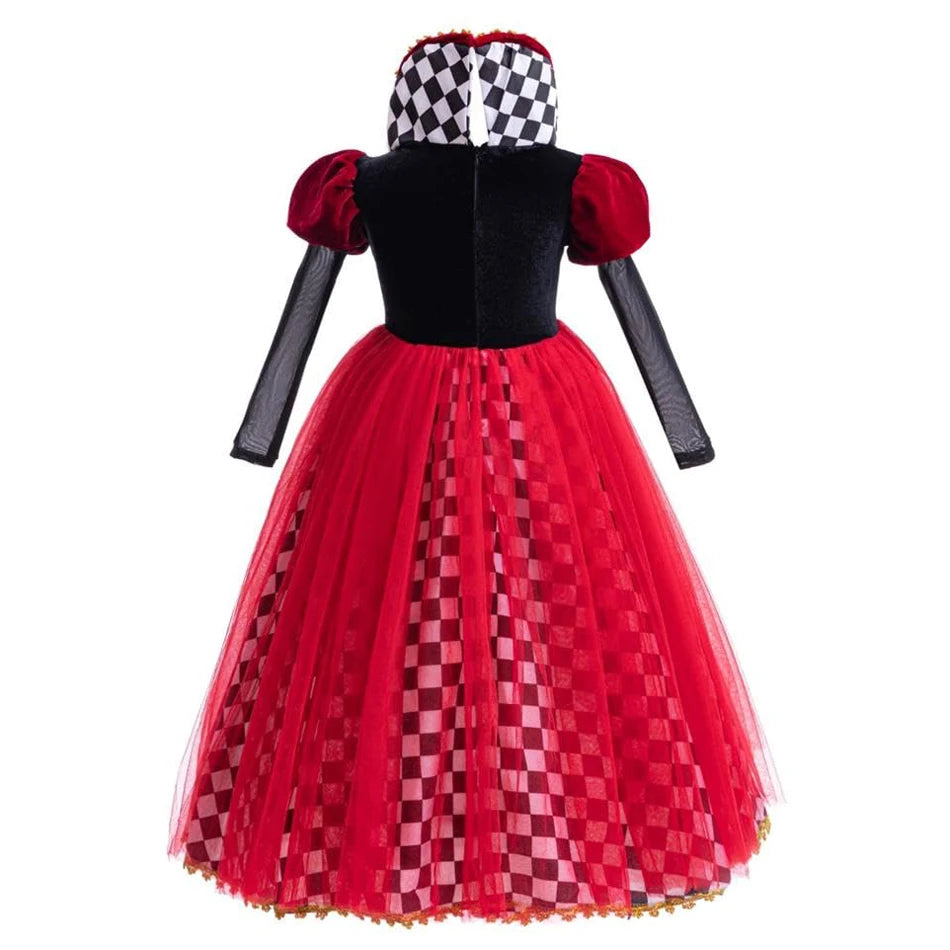 Halloween Red Queen Costume For Girl Alice Movie Cosplay Dress Girls Witch Dress Masquerade Orgy Party Clothes