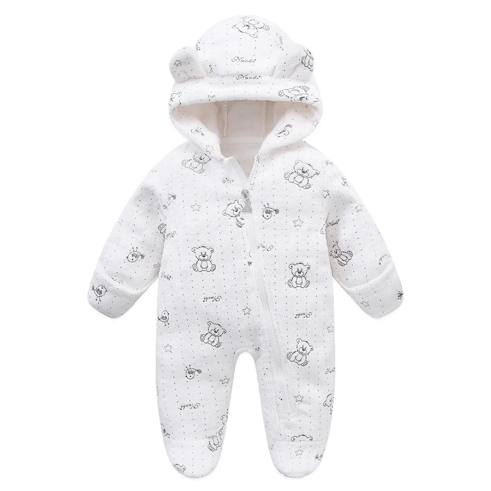 Newborn Baby Flannel Rompers Soft Warm Autumn Winter Bodysuit For Boys Girls Bear Stars Jumpsuit 3-12m Newborn Casual Clothes