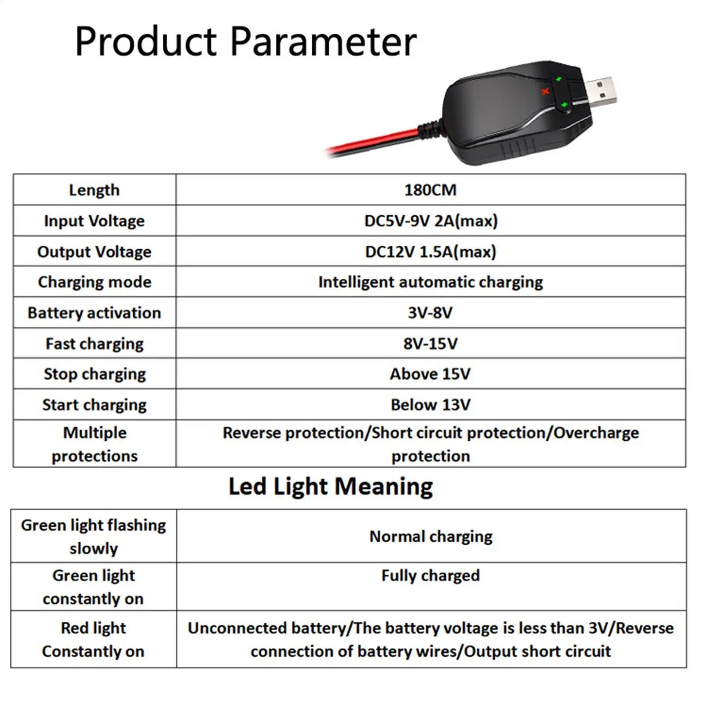 Portable 12V Motorcycle Battery USB Charger USB Smart Portable Maintainer Outdoor C Emergency Power Charger For Car Marine Boat