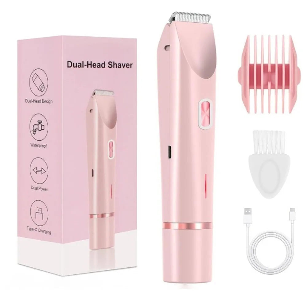 Electric Shaver for Woman Bikini Trimmer for Women Dual Head Electric Razor Waterproof Painless Bikini Shaver Pubic Hair Trimmer