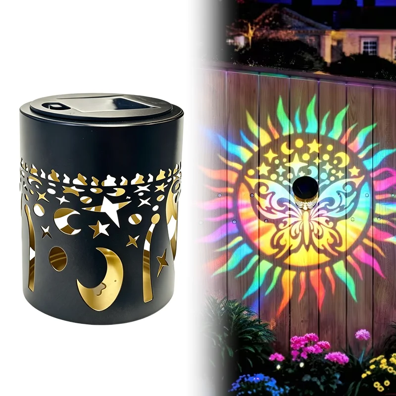 Solar Mandala Wall Lamp Outdoor LED Waterproof Fence Lamp for Garden Lawn Estate Porch Corridor Courtyard Decoration Wall Light
