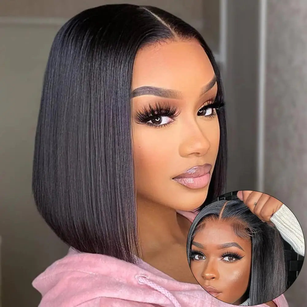 2026 New Wear And Go Glueless Wigs Human Hair Bob Straight Front Wigs Human Hair Upgraded No Glue Front Wigs For Women