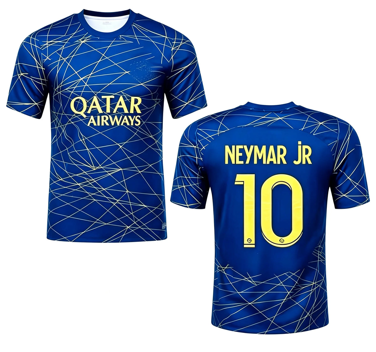 Paris Saint Germain Men's Black Gold Football Jersey, Neymar Size 10, Quick Drying Short Sleeved, Football T-Shirt