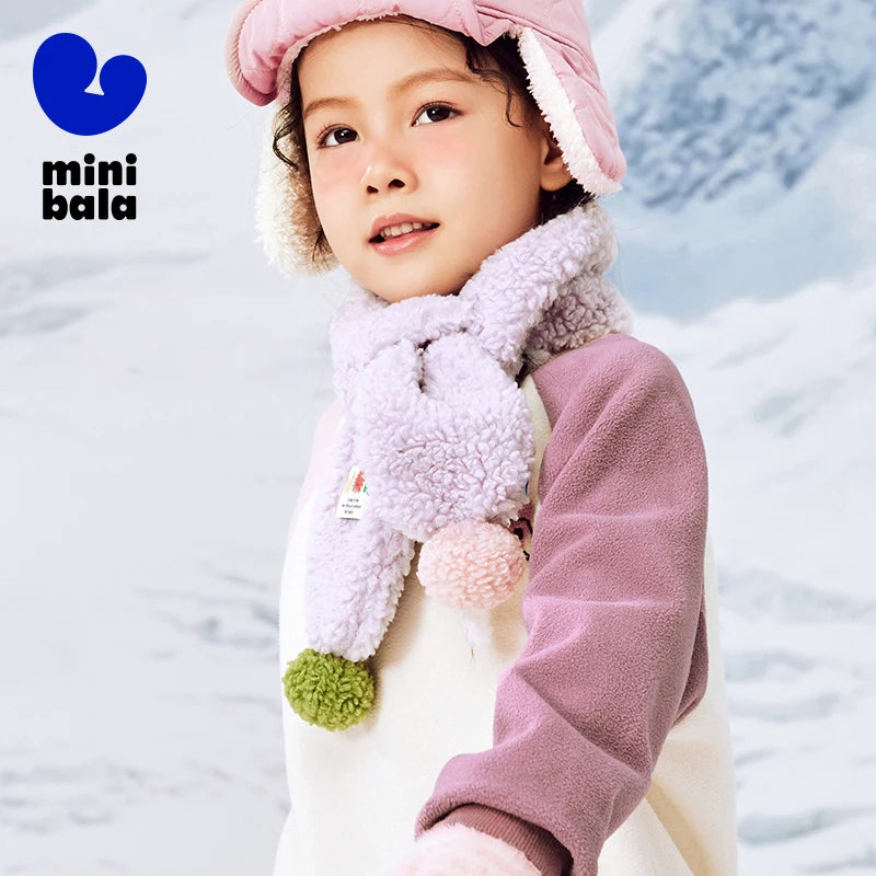 Mini Bala Skin-Friendly Scarf for Boys and Girls New in Winter Warm Cold-Protected Scarf for Babies for Outing Furry
