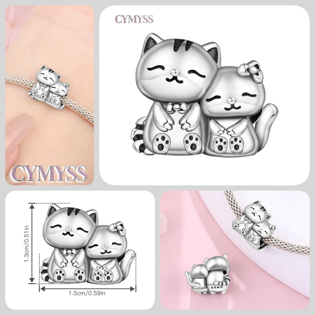 925 Sterling Silver Cute Pet Animal Lion King Pendant DIY Jewelry Beads for Women Bangle Bracelet Necklace Birthday Party Gifts