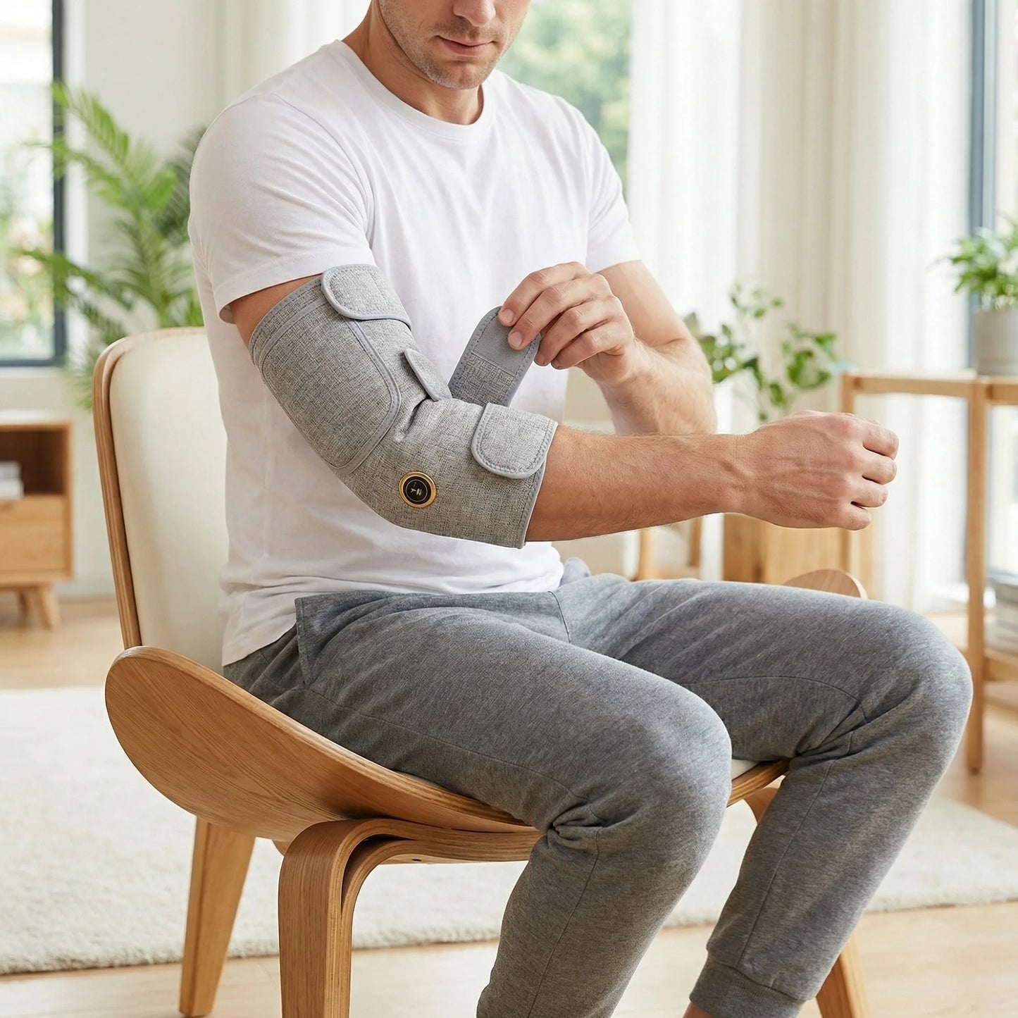 Red Light Heated Elbow Massager Brace-3 Gear Timer Vibration Relieves Muscle Relaxation Elbow for Fitness Fans Seniors