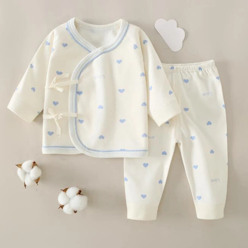 Hospital Newborn Set 100% Cotton Long Sleeve Tops Pants Two Pieces Spring Autumn Unisex Baby Outfits For Boys Girls 0 6 Months
