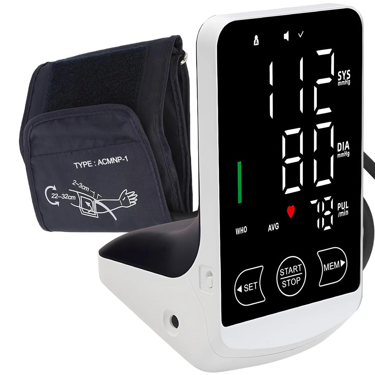 Digital Upper Arm Blood Pressure Monitor Automatic HD Screen Medical BP Measuring Meter