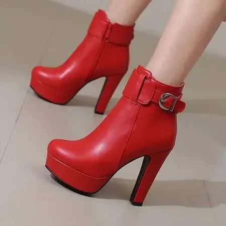 Fashion Boots Women Shoes Autumn Winter Sexy Platform Ankle Boots for Women Black Red Yellow White Short Lady Shoes Large Size
