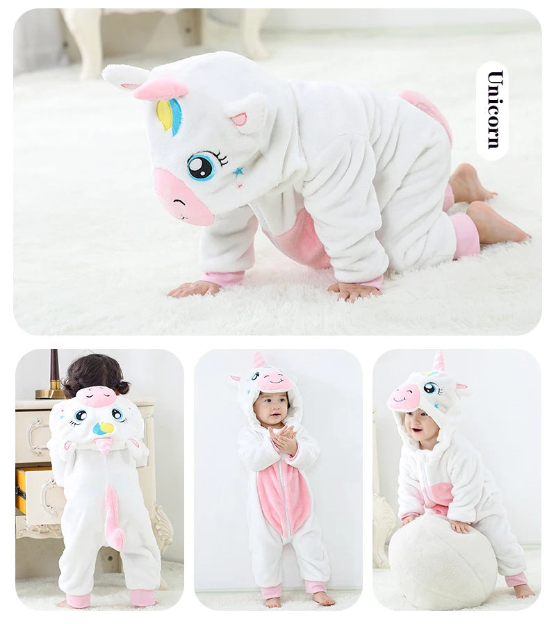 0 to 4 Years Baby Pajamas Winter Cartoon Sleeping Clothes Boys Dinosaur Pijamas Onesies Girls Clothes Toddler Night Bodysuits