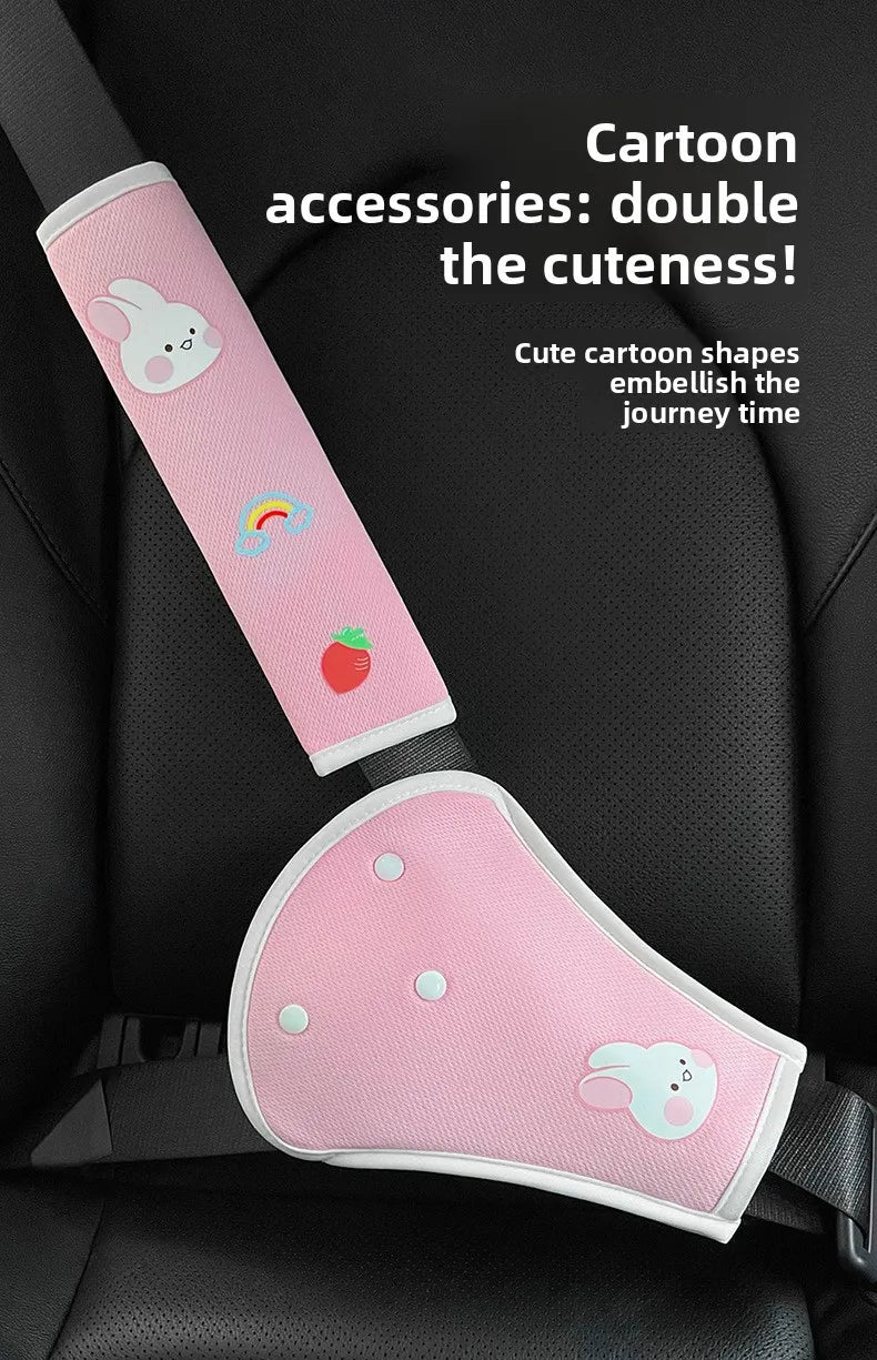 Universal Cartoon Car Seat Belt Cover Set Adjustable Car Safety Belt Cover Shoulder Pad for Kids Adults Car Interior Accessories