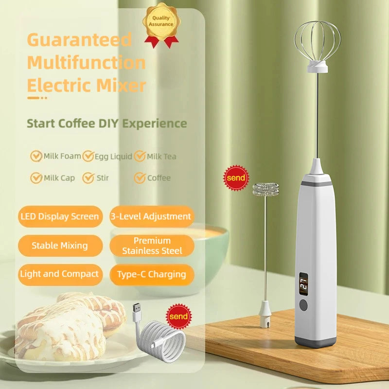 TINSOL Wireless Electric Milk Frother Multi-Function Blender Egg Whisk and Mixer Ideal for Crafting Coffee and Cappuccino Foam