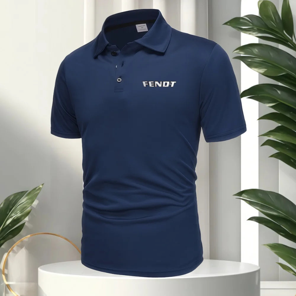 FENDT LOGO Splice New Men's Business Casual Short Sleeved Shirt Polo Shirt Fashionable Breathable Comfortable Versatile Top