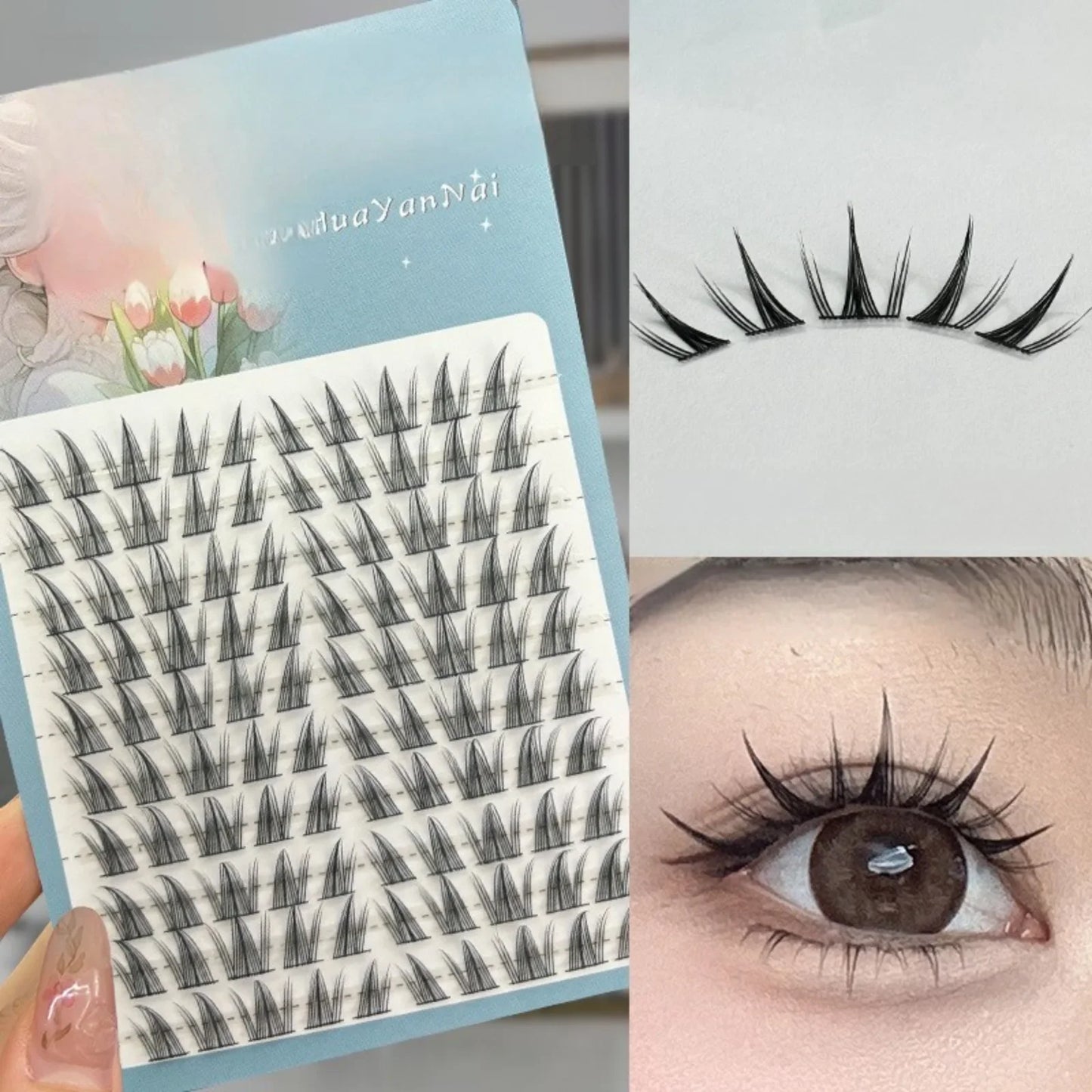100pcs Sunflower DIY False Eyelashes Natural Thick Cartoon Extensions Clusters Individual Lashes Cluster Segmented Lash Bundles