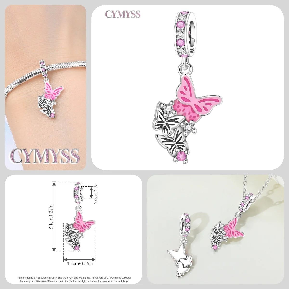 925 Sterling Silver Plated Bee Sunflower Butterfly Charm Pendant Fine Jewelry Women DIY Bracelet Necklace Birthday Party Gift