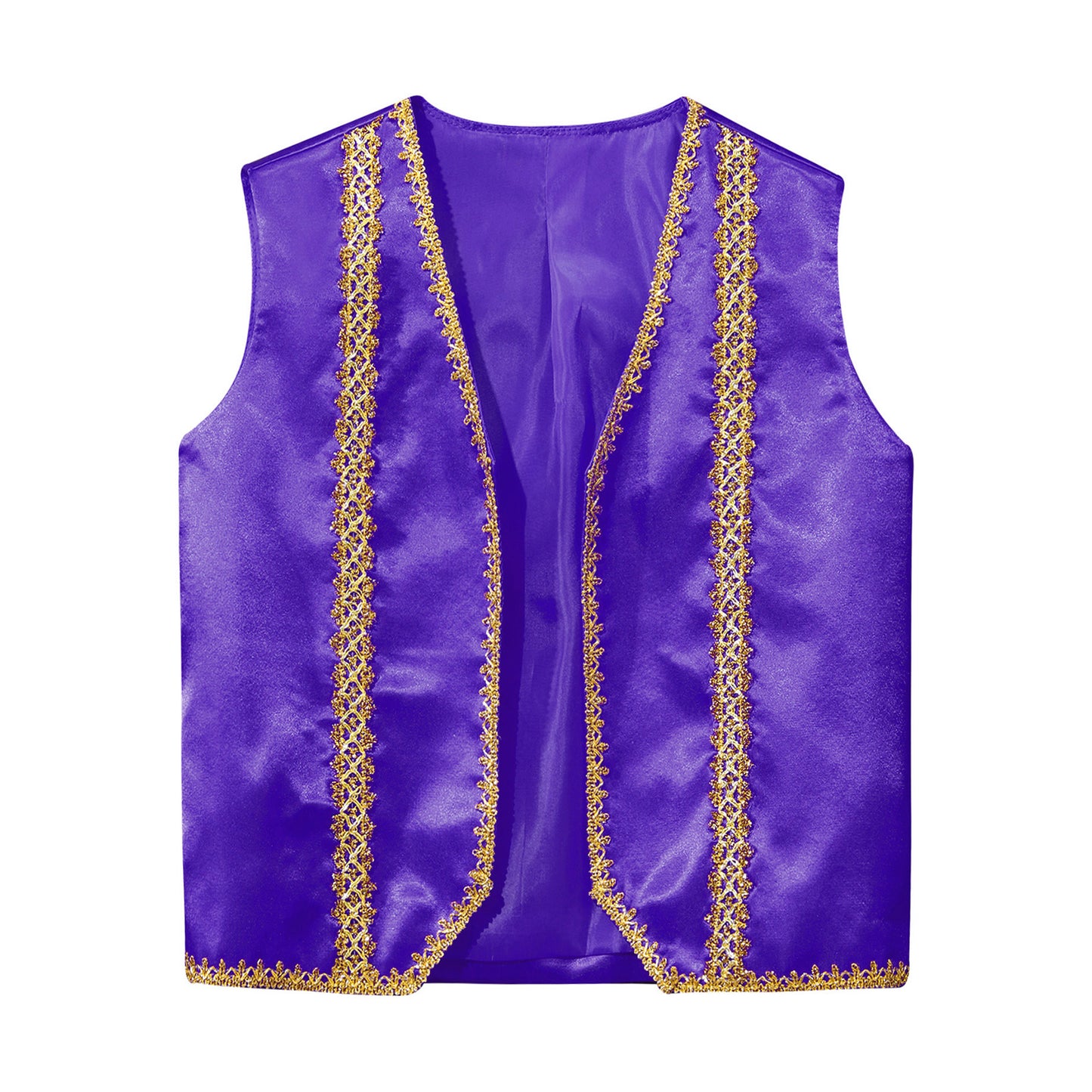 Kids Girls Boys Medieval Steampunk Costume Arabian Prince Sleeveless Golden Trim Waistcoat Vest Halloween Cosplay Fancy Dress Up