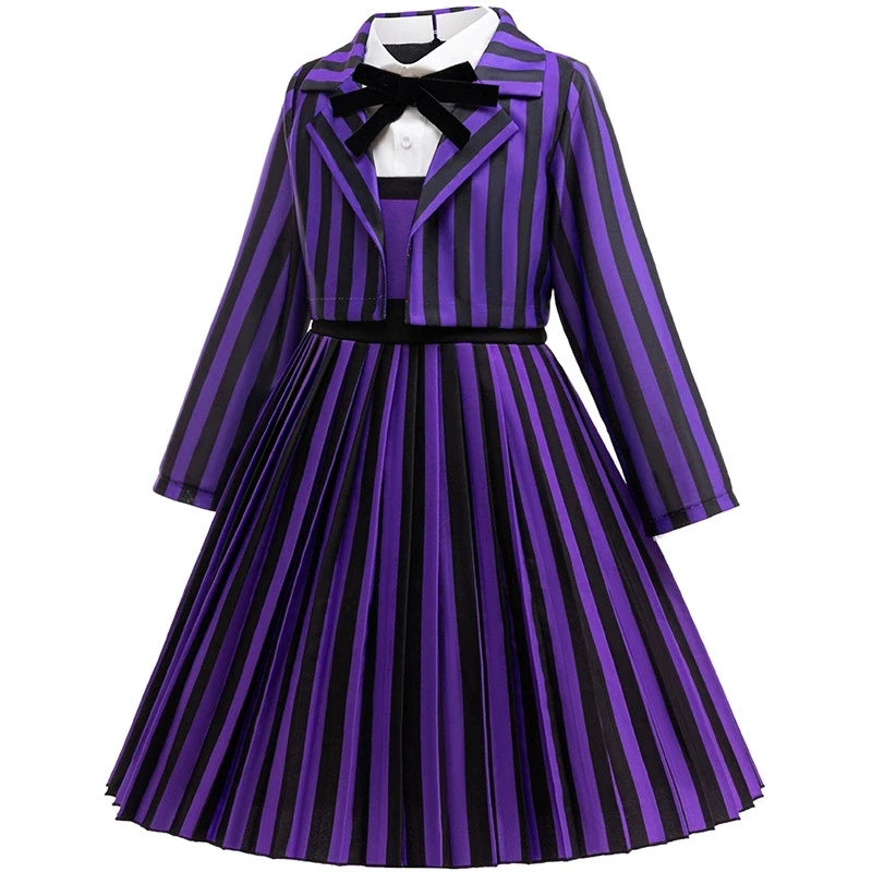 Halloween Girls Princess Dress Movie Cosplay Long Sleeves Fashion Girls Dress Party Performance Costumes 4-12 Years Kids Clothes