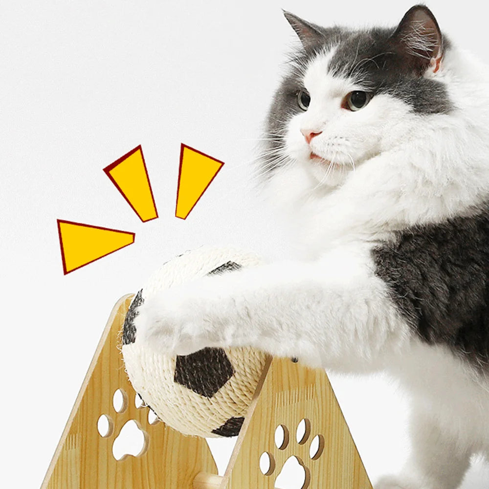 Sisal Ball Cat Scratcher - Vertical Football-Shaped Cat Tree, Durable Claw Grinder, Non-Shedding Self-Play