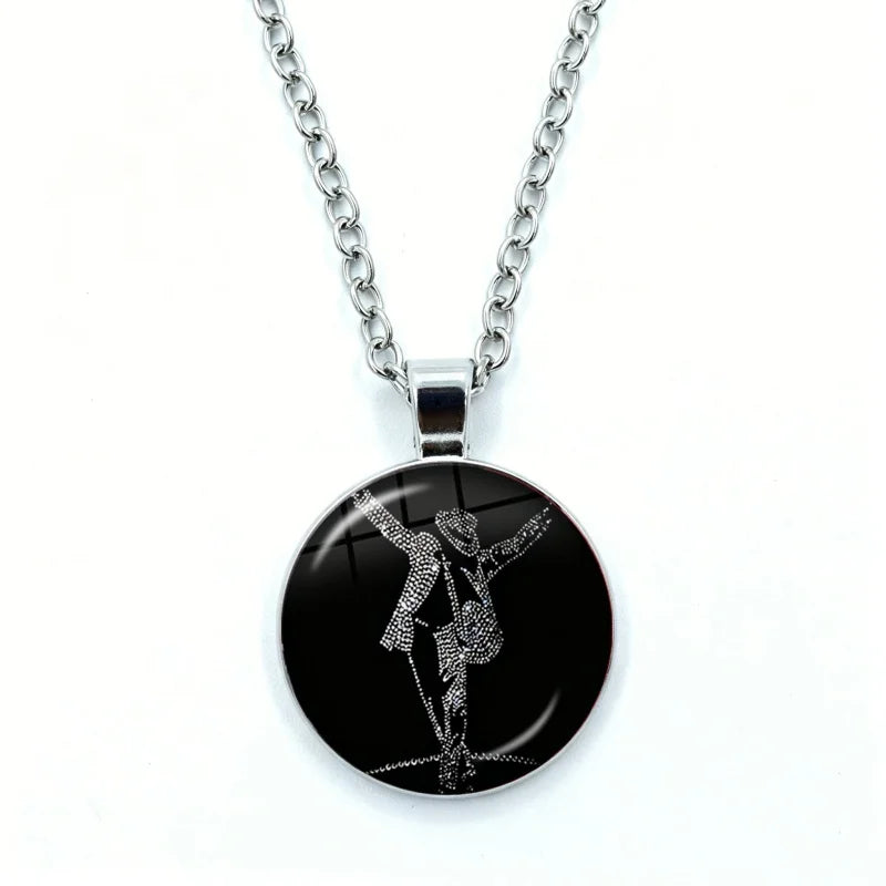 Thriller Dangerous M-Michael J-Jackson Necklace for Women Jewelry Cabochon Glass Pendant Fashion Statement Necklace