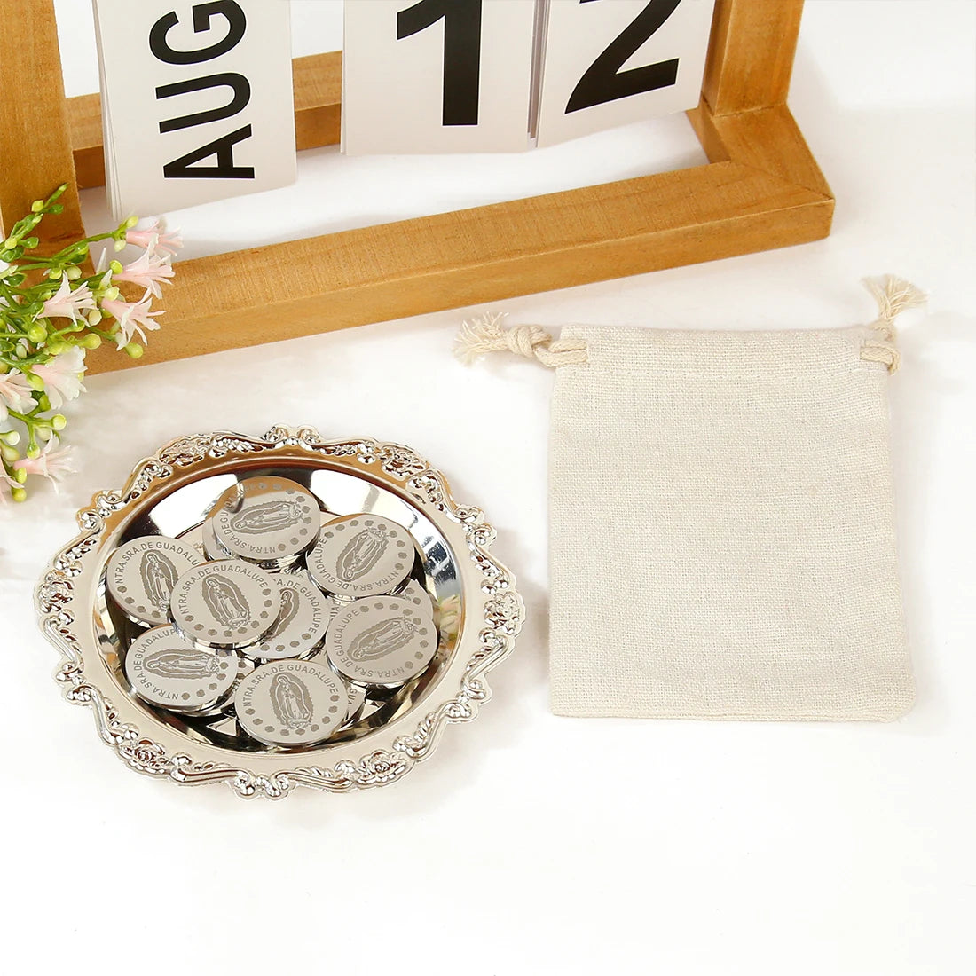 Custom Wedding Arras with Round Plate Matrimony Ceremony Arras De Boda Gift Set Mexican Wedding Accessories for Ceremony