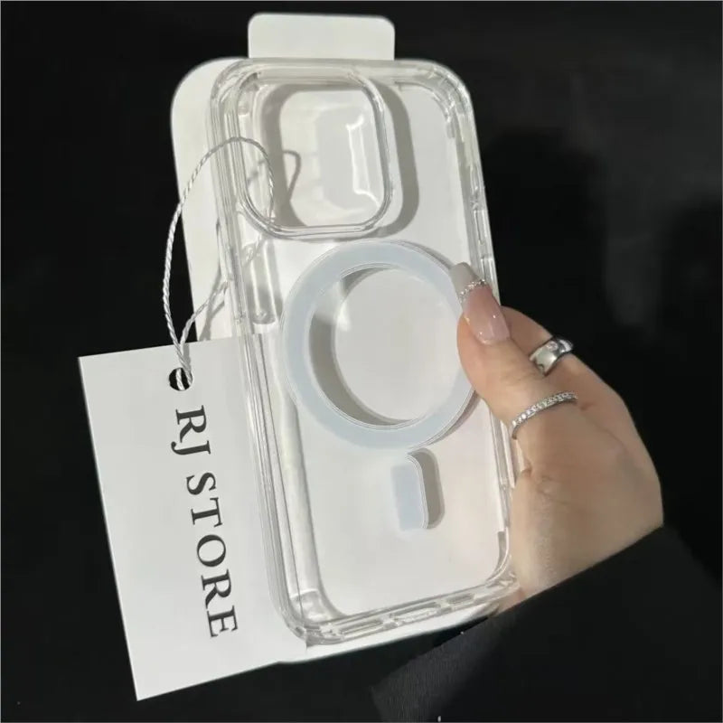 Transparent Magnetic For Magsafe Case For iPhone 17 16 15 14 13 12 Mini 11 Pro Max 14 Plus 16E 17E AIR Wireless Charge Cover