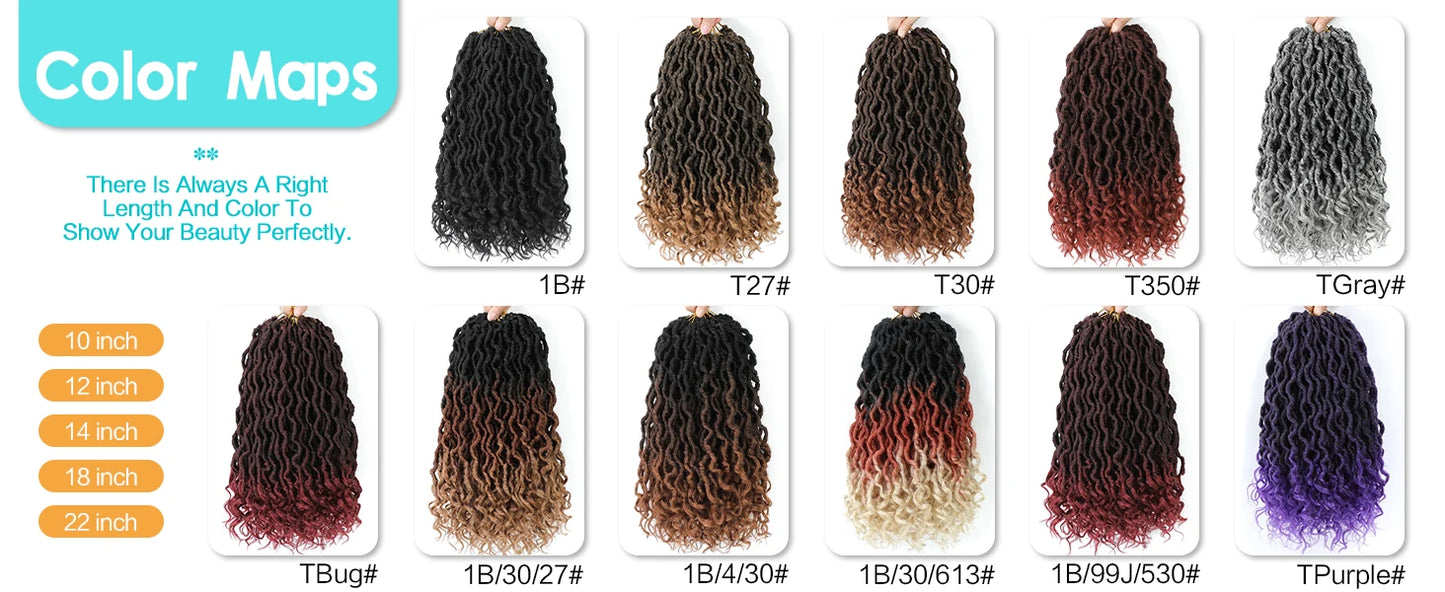 12-24inch Goddess Locs Crochet Hair Goddess Faux Locs Synthetic Crochet Hair For Women Pre Looped Faux Locs With Curly Ends