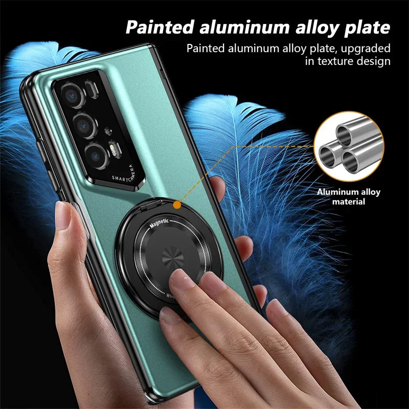 Matte Solid Color Phone Case for Honor Magic V2 RSR Hard Shell Protection Shockproof Film Protector with Holder Cover