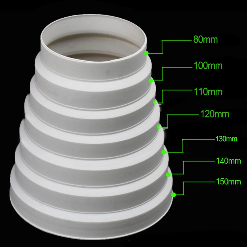 80-150mm Cooker Hood Ducts Reducer Extractor Fan Exhaust PVC Pipe Connectors Conversion Ring Joint Reducing Ring Kitchen Supply