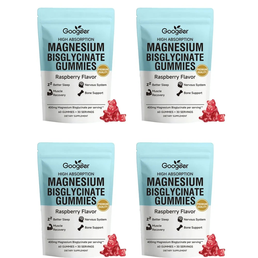 Googeer Magnesium Bisglycinate Gummies for Better Sleep Daytime Concentration & Nervous System Support Raspberry 60 Gummies