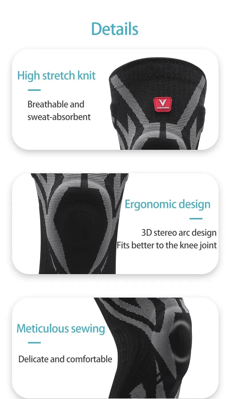 Durable Professional Knee Brace for Basketball Workout Antislip Strip Side Stabilizers Sport Knee Support with TPE Pad