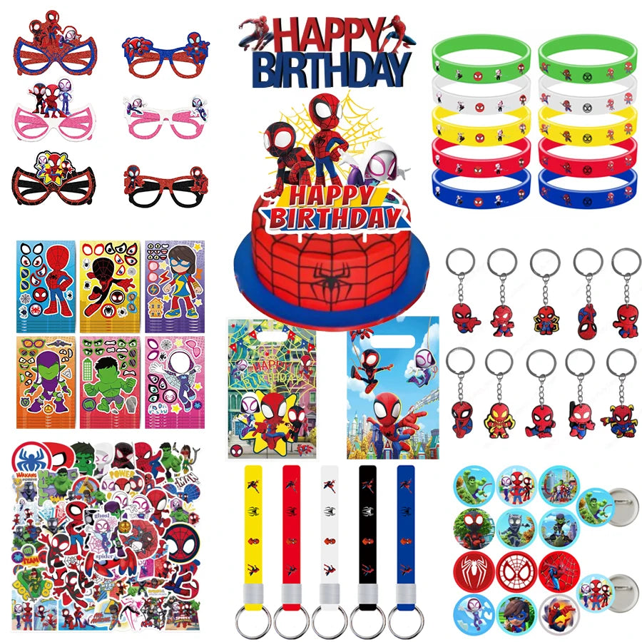 Spidey And His Amazing Friends Birthday Party Decoration Supplies Set Merry Christmas Balloons Cake Topper Tableware Party Gifts