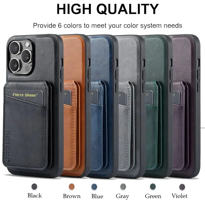Magnetic Detachable Leather Wallet Phone Stand Case Wireless Charge Cover for iPhone  18 17Air 11 12 13 14 Plus 15 16 17 Pro Max