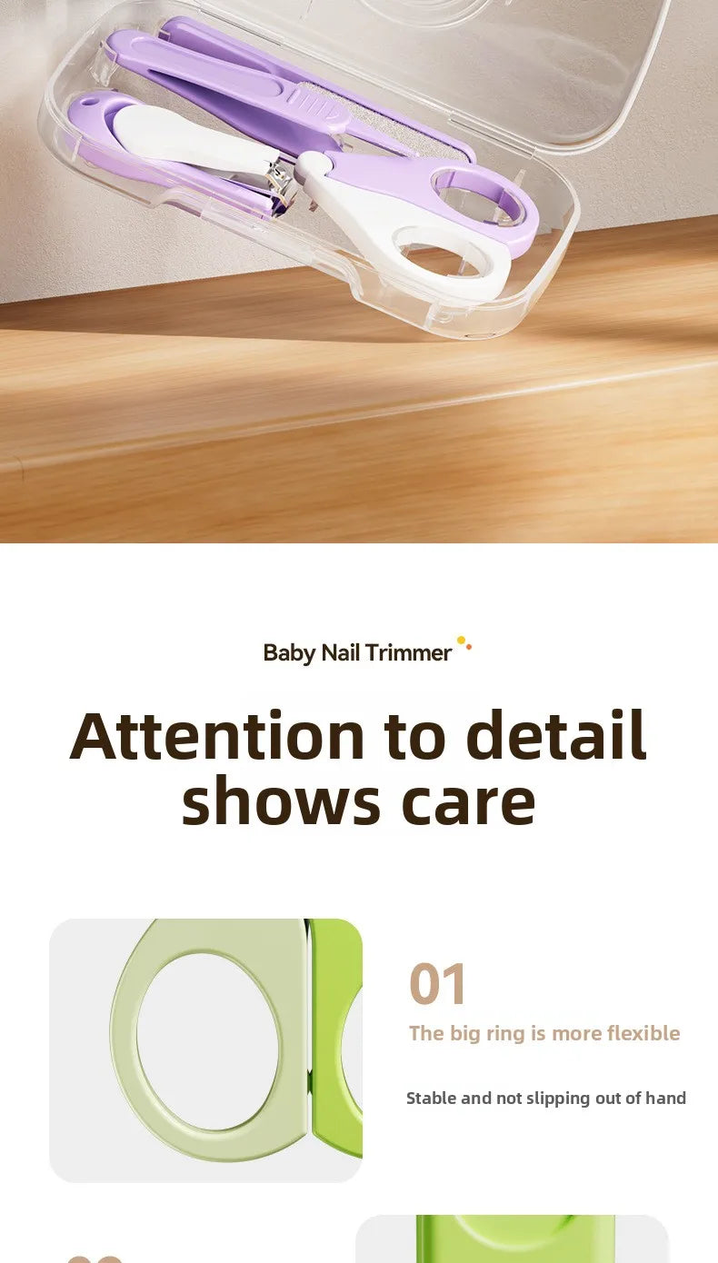 Baby Nail Clipper Set - Newborn-Safe Nail Scissors,Anti-Pinch Skin Nail Cutter Kit, Gentle Precision Grooming Tools for Infants