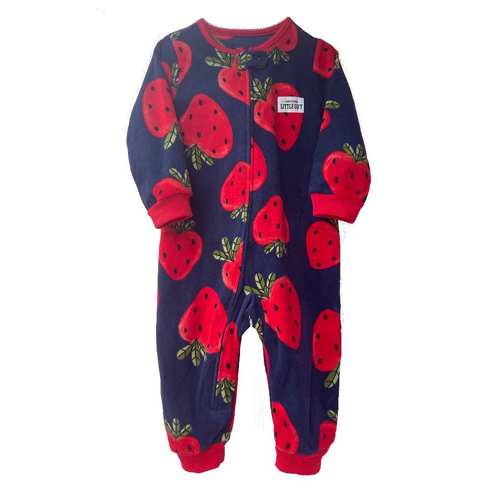 24M Toddler Baby Clothes Romper Children Fleece Outdoor Clothing Winter Warm Climbing Jumpsuit Zipper One-piece Coverall Pajamas